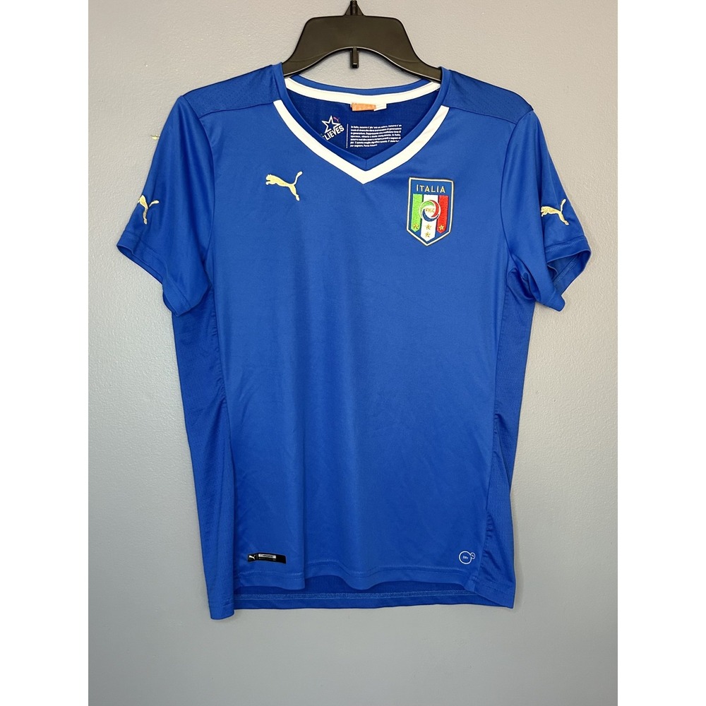 Italy National Team Jersey Womens M Blue Soccer PUMA FIGC Crest Italy Home